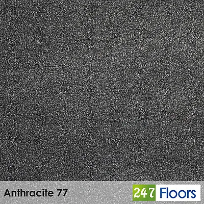 Anthracite 77 Alps Twist Carpet 14mm Feltback Flecked Bedroom Living Room • £89.90