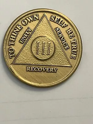 Alcoholics Anonymous 3 Years AA Bronze Medallion Chip Token Coin Recovery Token • $3.99