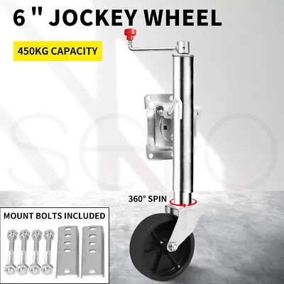 $52.99 • Buy Jockey Wheel 6 Inch Swivel Swing Up 450kg Solid Wheel Trailer Caravan Boat Parts
