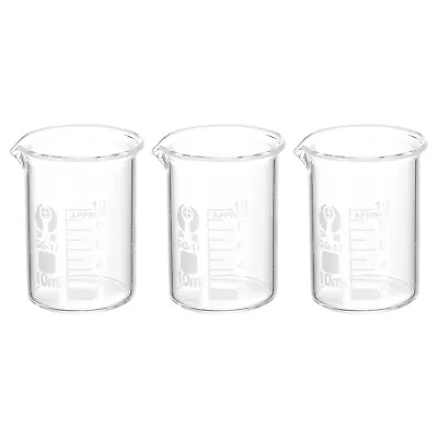 3Pcs 10ml Low Form Glass Beaker 3.3 Glass Graduated Measuring Cups • $7.19