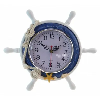 Nautical Clock With Ship Wheel Design White Sea Sailing Ships Wheel Rope Clock • £16.95