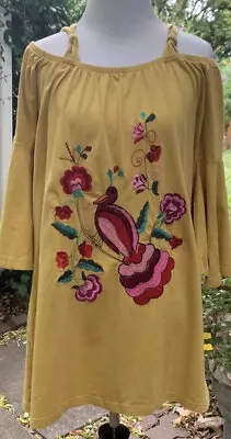 VaVa By Joy Han Embroidered Cold-Shoulder Tunic/ Mini Dress Medium • $14.99