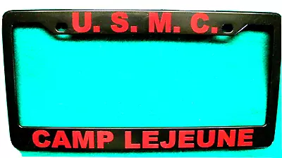  License Plate Frame-U.S.M.C./CAMP LEJEUNE NC-Polished ABS-Black #3333R • $9.95