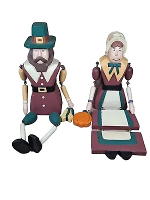 Midwest Of Cannon Falls Thanksgiving Harvest Pilgrim Couple 11  Wood Figures • $33.91