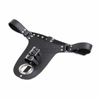 Heavy PU Leather Men's Chastity Belt Device Harness Pants Male Bondage Restraint • £22.79