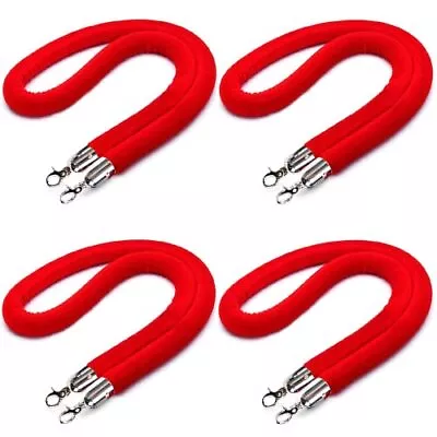 4PCS Red Velvet Stanchion Rope 6 Feet Velvet Hanging Stanchion Rope Crowd Con... • $41.73