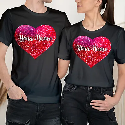 Personalise Valentines Heart Valentine's Day Love Couple Matching T-Shirts #VD • £9.99