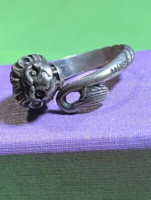 Mid Century Sculpted LION Folklore MANTICORE Sterling Silver 925 Wrap Ring 5-6.5 • $53.10