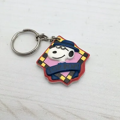 Vintage Applause Peanuts Snoopy Top Pop Fathers Day Plastic Keychain Key Ring  • $8.05