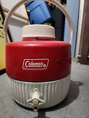 $15 • Buy Vintage 1970s Coleman Metal/Plastic Red And White 1 Gallon Water Jug
