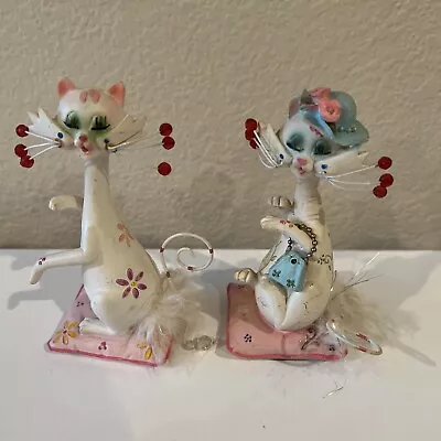 Vintage Polystone Pair Cat Figurines Whimsical Greenbrier International • $16.99