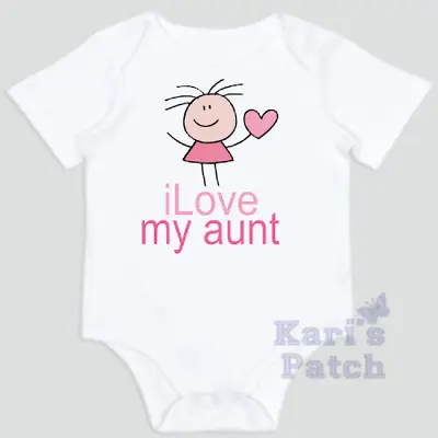 I Love My Aunt With Character Cute Baby Bodysuit - Add A Name/message • £6.30