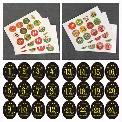 120pcs Christmas Stickers Advent Calendar Numbers 1-24 Embellishments Gift • £4.89