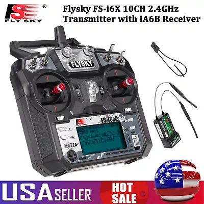 Flysky FS-i6X 2.4G 10CH RC Transmitter With FS-iA6B Receiver Upgrade Cable R1I0 • $54.75