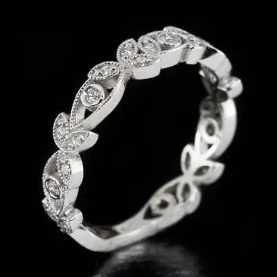 Vintage Style Platinum G-h Vs Diamond Wedding Band Filigree Ring Floral Ring • $645