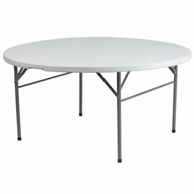 Flash Furniture Dad-154Z-Gg Round Wh 60Rnd Plastic Bi-Fold Table 60.5  W • $146.99