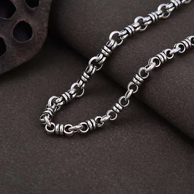 Real 925 Sterling Silver 4mm Knot Bead Link Chain Men's Necklace 17.7 -27.9  L • $120.18