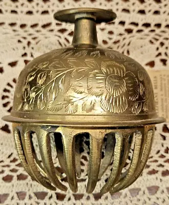 Vintage Etched Brass Elephant Prayer Bell W/ Original Tag • $33