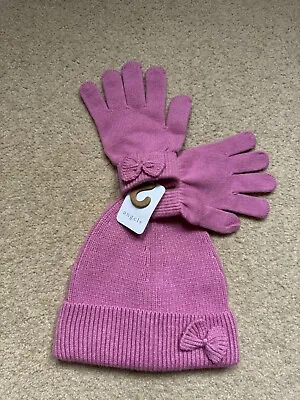 Angels By Accessorize Pink Hat & Gloves Set  6-8years • £5
