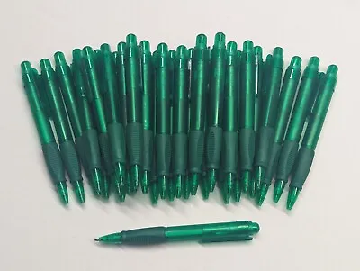 30ct Lot Misprint Retractable Click Pens: Thick Barrel Rubber Grip DARK GREEN • $16.99