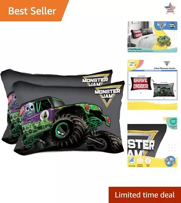 Kids Reversible Pillowcases - Monster Jam Grave Digger - Double Sided - 2 Pack • $29.99