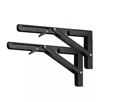 Black Folding Shelf Brackets Max. Load 220 Lb Heavy Duty DIY Wall Mounted She... • $22.85