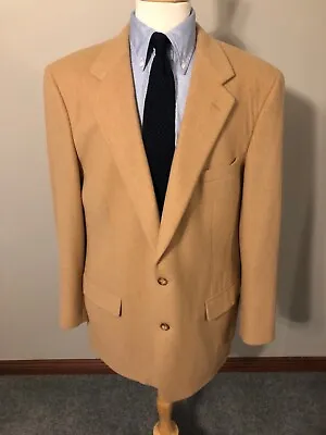 Men's Vintage Brooks Brothers Camel Hair Two-Button Sport Coat-44L-Made In USA • $89.99