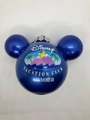 Disney Mickey Ear Icon Christmas Ornament Blue Vacation Club Member • $10