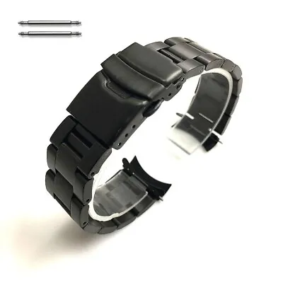 Black Curved End Metal Stainless Steel Oyster Style Replacement Watch Band #7016 • $24.95