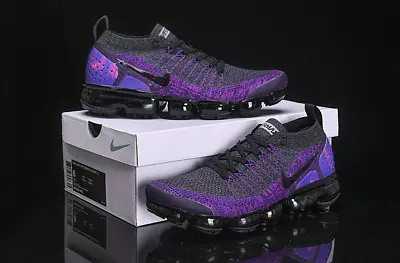 DS Nike Air VaporMax Flyknit 2 Men's Black Purple Air Cushion Shoes Brand New • $153.93