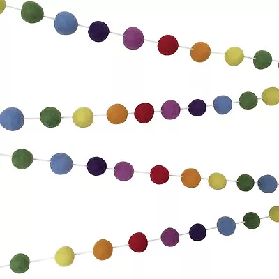 Rainbow Pom Pom Garland/Felt Ball Party Bunting/Choose Your Size/Baby Shower/Eco • £7.99