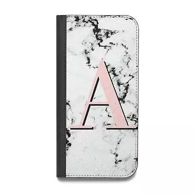 Personalised Block Coral Monogram Marble Vegan Leather Flip IPhone Case For IPho • £10