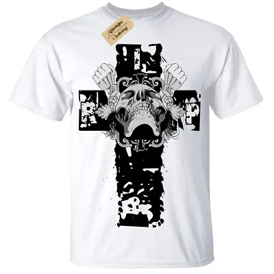 £12.55 • Buy RIP Skull Cross Gothic Punk Biker Rocker T-Shirt