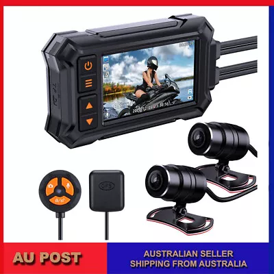 3In Motorcycle Dash Cam Camera1080p 30fps Dual 150° Lens Recording DVR GPS Wifi • $134.91