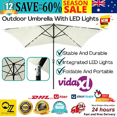 $103.05 • Buy Outdoor Umbrella With LED Lights 2x3m Tilt Crank System Foldable Patio Parasol