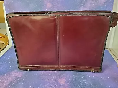 Vintage Burgundy Genuine Leather Briefcase Bag Handle • $45