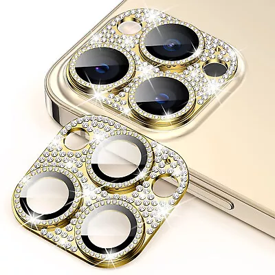 For IPhone 14 13 12 Pro Max  Full Cover Metal Diamond Camera Lens Protector Case • $6.89