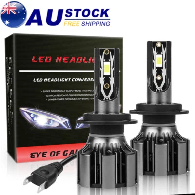 2x H7 LED Headlight Globes Bulbs Coversion Kit Mute Fan 120W 25000LM 6000K White • $23.73