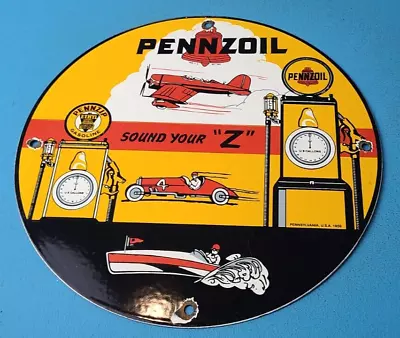 Vintage Pennzoil Gasoline Porcelain Sound Your Z Gas Service Station Pump Sign • $155.57