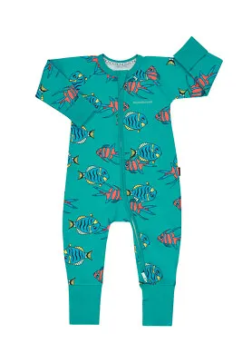 Bonds Baby Long Sleeve Zip Zippy Wondersuit Romper Size 0000 000 00 0 1 2 3 Fish • $14.99