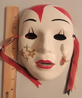 Ceramic Painted Mardi Gras Hanging Wall Mask • $17.95