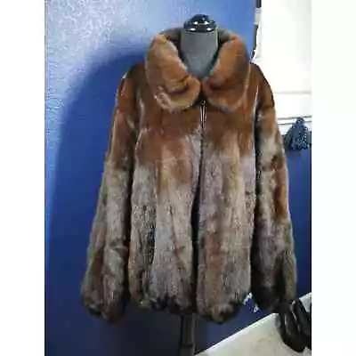 Men's Mink Fur Bomber Coat Jacket Reversible To Leather 2XL XL XXL • $599.99