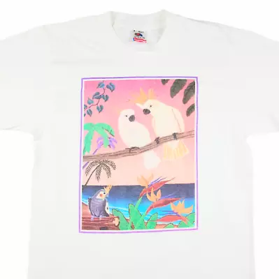 Vintage Cockatoos T Shirt Mens Size Small 90s Tropical Birds Made In USA • $29.99