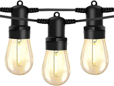$45.99 • Buy 51FT Outdoor LED String Light Waterproof Patio Bulb Dimmable S14 Warm White 15M