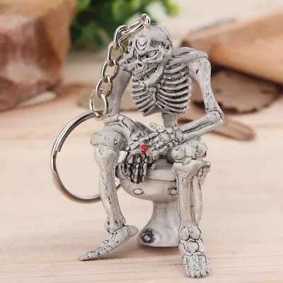 £2.75 • Buy 1x Cool Men Keyfob Car Keyring Keychain Key Chain Skull Toilet Gifts Accessories