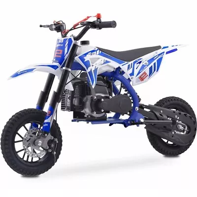 Kids Gas Powered Dirt Bike Blue MotoTec Villain 52cc 2-Stroke Off Road Ages 13+ • $359