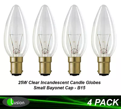 4 X 25W Clear Candle Light Globes Bulbs Lamps Incandescent Small Bayonet B15 SBC • $27.02