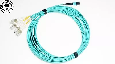 QSFP MPO/MTP 8F To 4x LC Fiber Optic Breakout Cable Multimode OM3 15m • $39.99