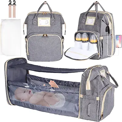 Baby Changing Bag Diaper Bag Large Nappy Backpack With Portable Changing Mat A • £43.61