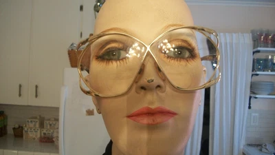 $199 • Buy Amazing Christian Dior Vintage Butterfly Lens Oversize Gold Tone Eyeglasses